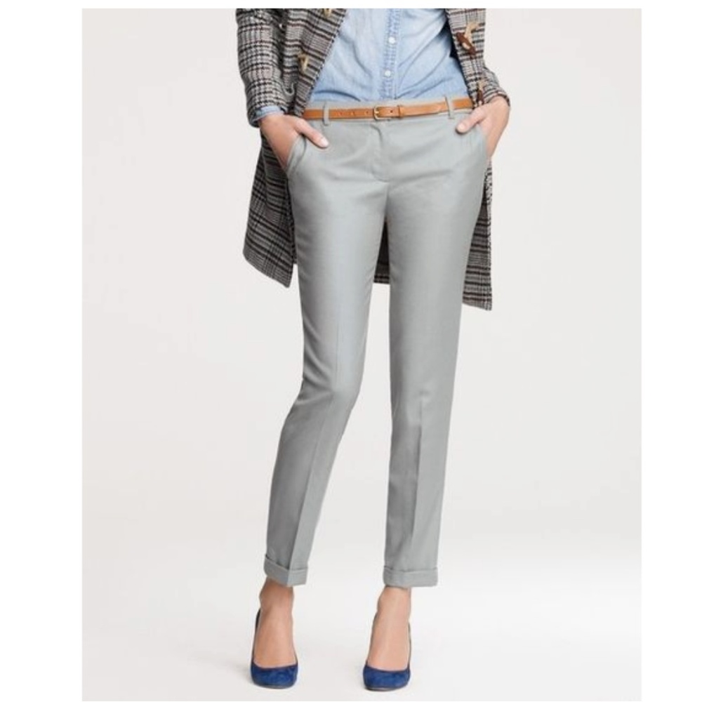 J. CREW Cafe Capri Light Gray Wool Pants
